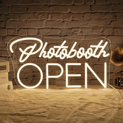 Photobooth open neon signs - open,
